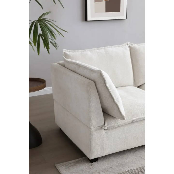 Beige modular sectional sofa in linen fabric with package quantity for 130 Inch U Shaped configuration