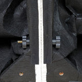 Black foam structure with white seam and adjustment knobs in linen fabric modular sectional sofa package quantity