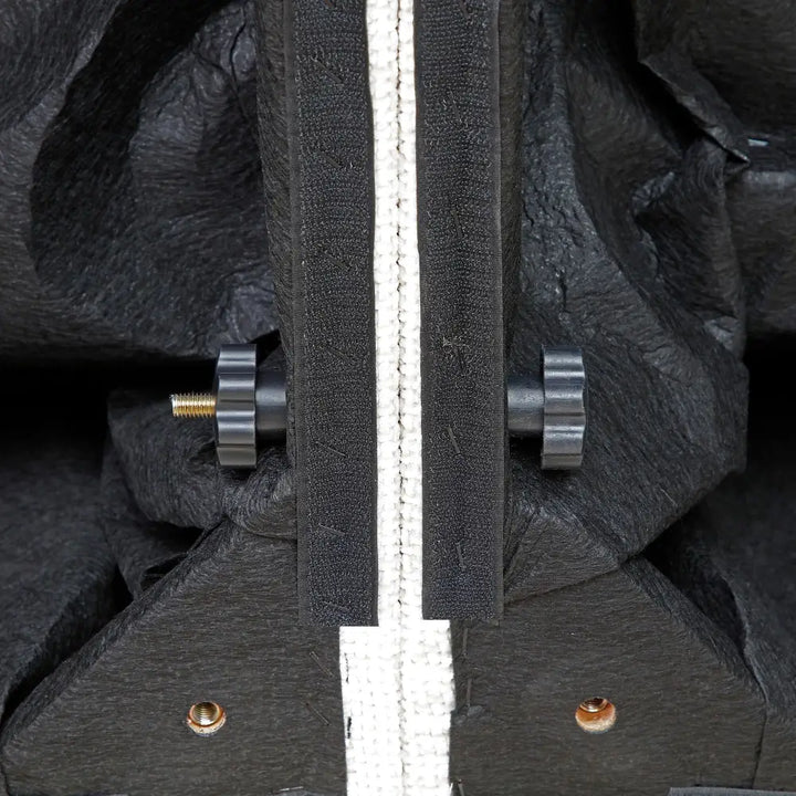 Black foam structure with white seam and adjustment knobs in linen fabric modular sectional sofa package quantity