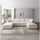 Modular sectional sofa in linen fabric with package quantity for versatile living spaces