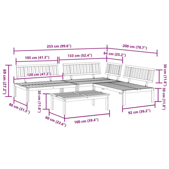 Acacia Wood Patio Pallet Sofa Set with outdoor sectional and coffee table dimensions