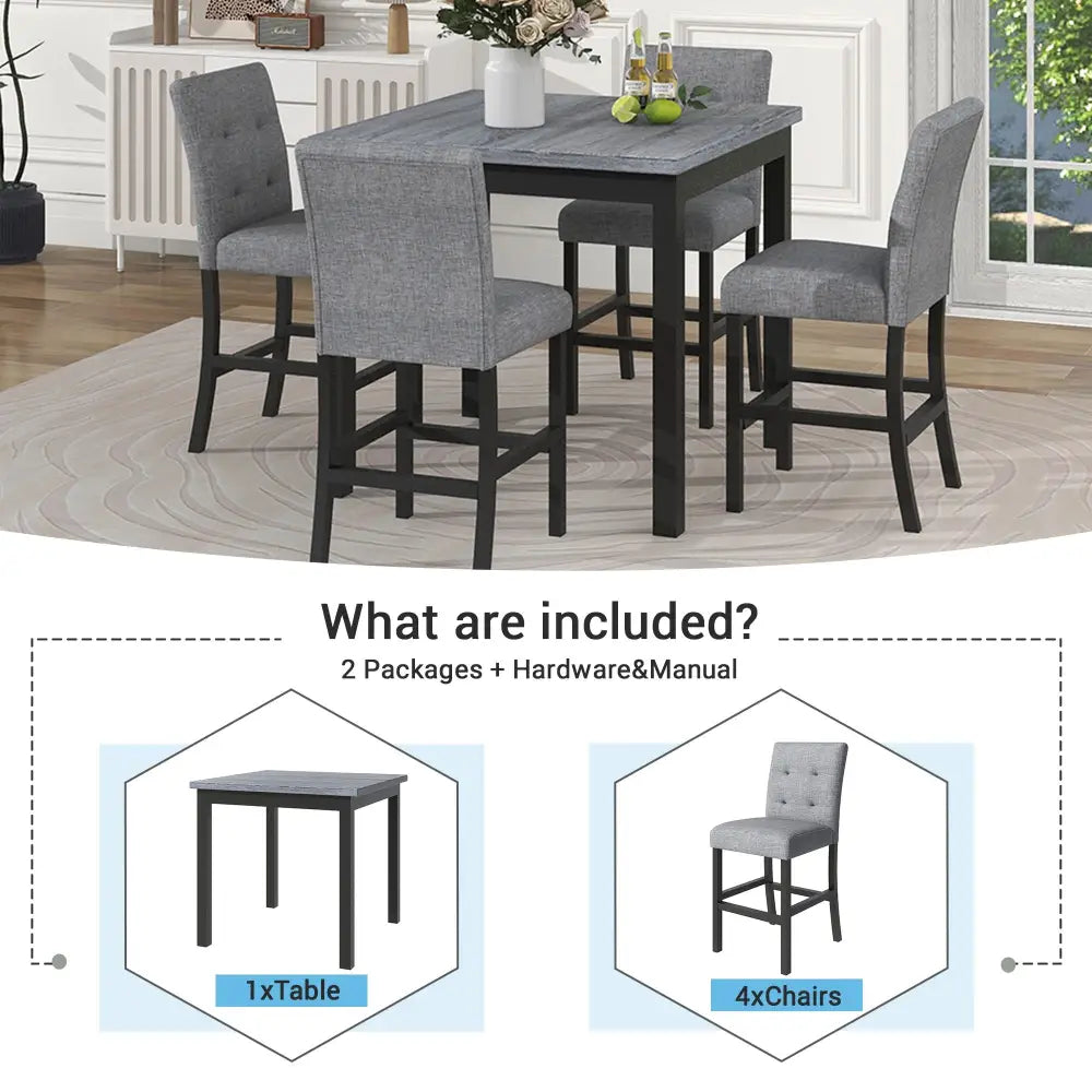 Gray dining set for dining room with high weight capacity and modern design