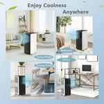 Portable air conditioner and humidifier fan for efficient cooling and air quality
