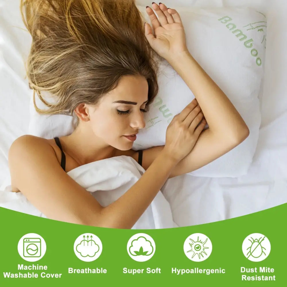Bamboo pillow with adjustable memory foam for all sleepers, ergonomic foam pillow