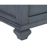 Blue wooden furniture corner with corduroy blue finish from Americana King Sleigh Bed package size
