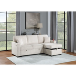 Beige corduroy sectional sofa with reversible chaise and storage, sofa with pull-out bed