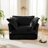 Black corduroy deep seat modern sofa armchair showcasing stylish corduroy fabric design