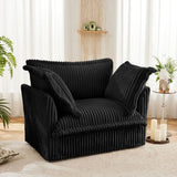 Black corduroy deep seat modern sofa armchair showcasing stylish corduroy fabric for comfort