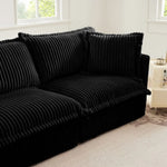 Black corduroy deep seat modern sofa showcasing stylish corduroy fabric and contemporary design