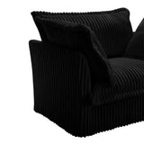 Black corduroy deep seat modern sofa armchair showcasing stylish corduroy fabric