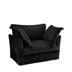 Black corduroy deep seat modern sofa armchair showcasing stylish corduroy fabric