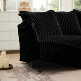 Black corduroy fabric deep seat sofa cover for modern sofas, offers stylish protection