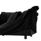 Black corduroy fabric deep seat modern sofa showcasing textured upholstery for contemporary living rooms