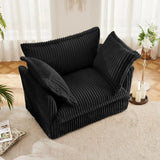 Black corduroy deep seat modern sofa showcasing plush corduroy fabric