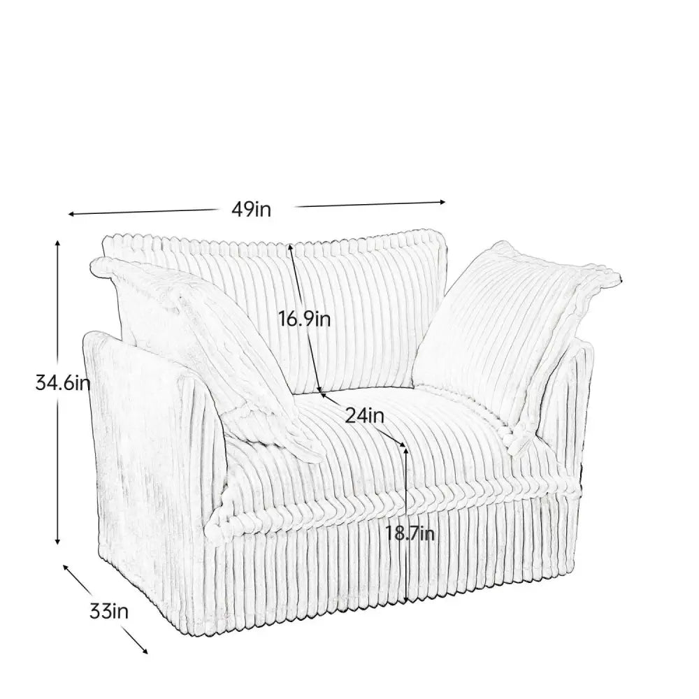Corduroy fabric deep seat modern sofa armchair with dimensions for Black Corduroy Sofa