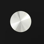Circular brushed metal plate on Black Glass Coffee Table with weight capacity 220lbs