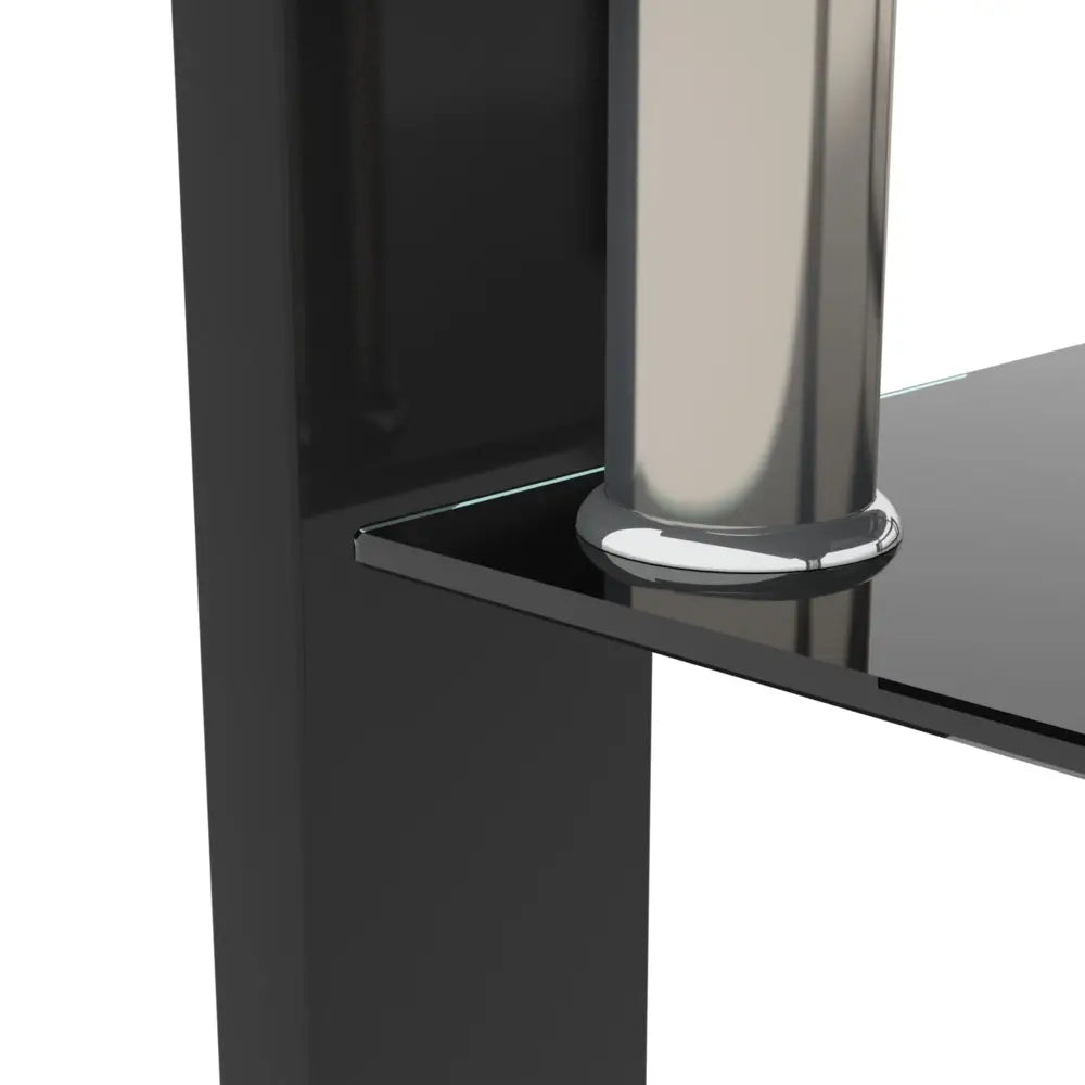 Black and chrome shelving unit with weight capacity 220lbs in black color for storage