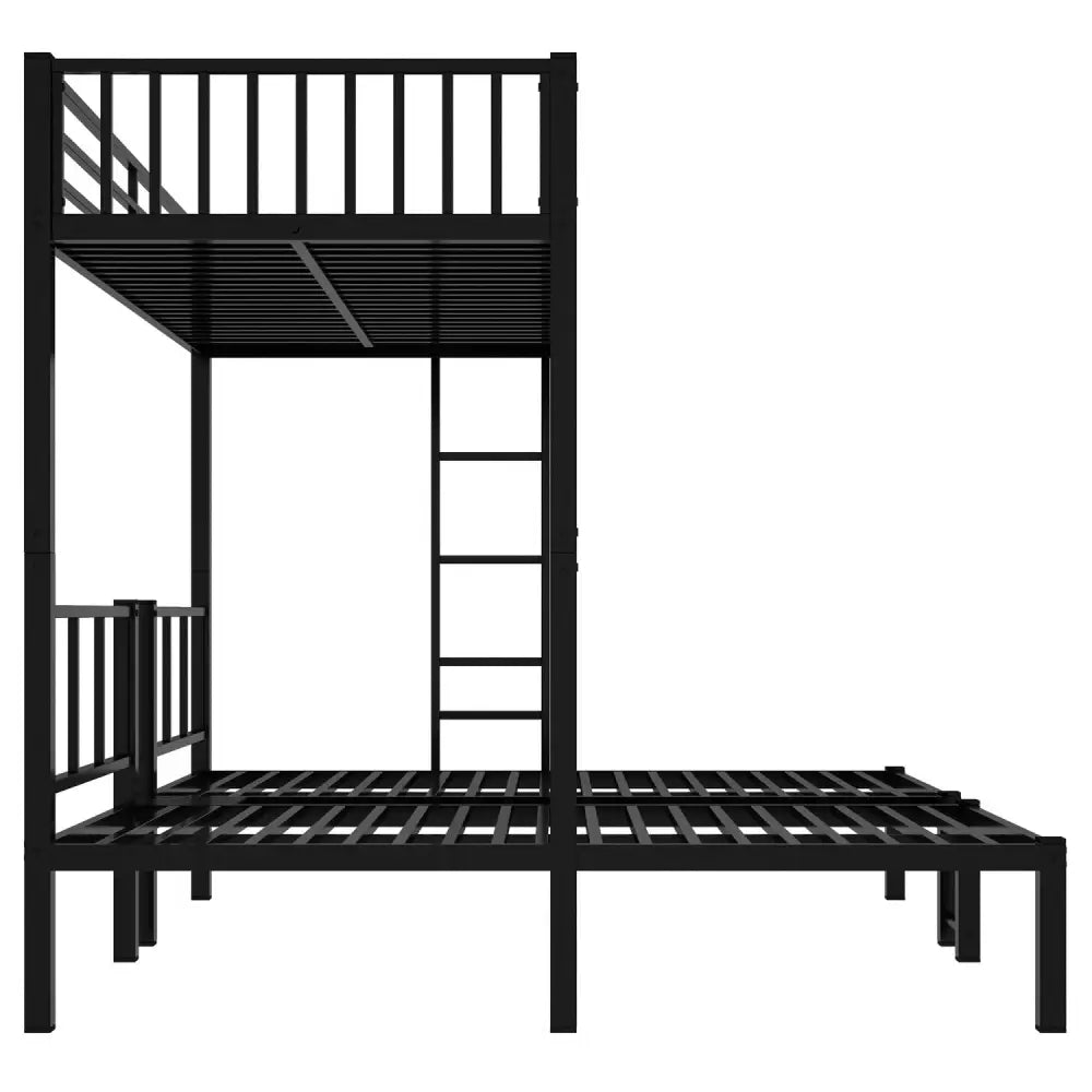 Black Metal Triple Bunk Bed with Upper Beds and Twin Over Twin Design