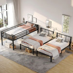 Image of Black Metal Triple Bunk Bed with Upper Beds Twin Over Twin Design