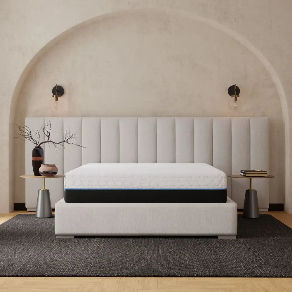 California King Mattress with comfort layer on platform bed showcasing memory comfort layer