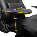 Adjustable black armrest on Chicago Cubs Xpression Pro Gaming Chair for comfort