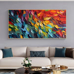 Colorful abstract oil painting on canvas art from Colorful Feathers Original Collection