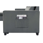 Dark gray velvet sleeper sectional with side pocket and storage chaise product image
