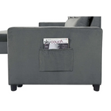 Dark gray velvet sleeper sectional with side pocket and storage chaise product image