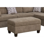 Upholstered storage ottoman included in Diego Brown Fabric Sectional Sofa package size