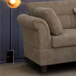 Beige upholstered sectional sofa with bolster pillow in Diego Brown Fabric Sectional Sofa package size
