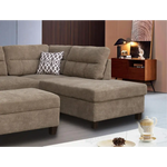 Taupe sectional sofa with ottoman from Diego Brown Fabric Sectional Sofa package size