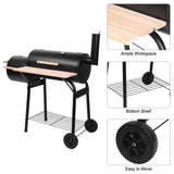 Black charcoal smoker grill with painted stainless steel finish for outdoor cooking