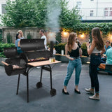 Black barrel grill with wooden shelf from Dual Barrel Painted Stainless Steel Grill collection