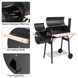 Black charcoal smoker grill featuring painted stainless steel construction for durability