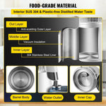 Water distiller components showing stainless steel construction and heat dissipation features