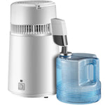 White water distiller with stainless steel construction and blue heat dissipation collection container