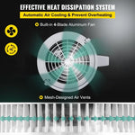 Heat dissipation system with fan and air vents on stainless steel water distiller