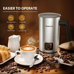 Electric milk frother with stainless steel design and four functional modes