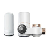 White and gold electric water purifier faucet with digital display for clean water access