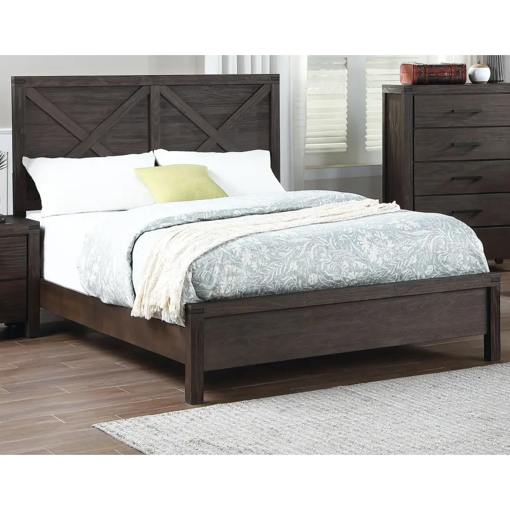 Dark wood queen size bed frame from Espresso Queen Size Bed Frame Modern Bedroom Furniture collection