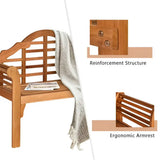 Eucalyptus wood garden benches with a blanket for outdoor relaxation and style