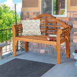 Eucalyptus wood garden bench with cushion for outdoor seating and relaxation