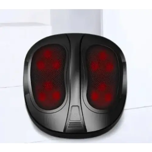 Black foot massager with red lights featuring multiple massage modes for effective foot massage