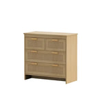 Wooden four-drawer natural rattan cabinet highlighting load-bearing capacity and craftsmanship
