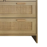 Wooden dresser with woven drawer fronts from Four Drawer Natural Rattan Cabinet demonstrating load-bearing capacity