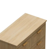 Wooden rattan cabinet with woven drawer fronts highlighting natural rattan and load-bearing capacity