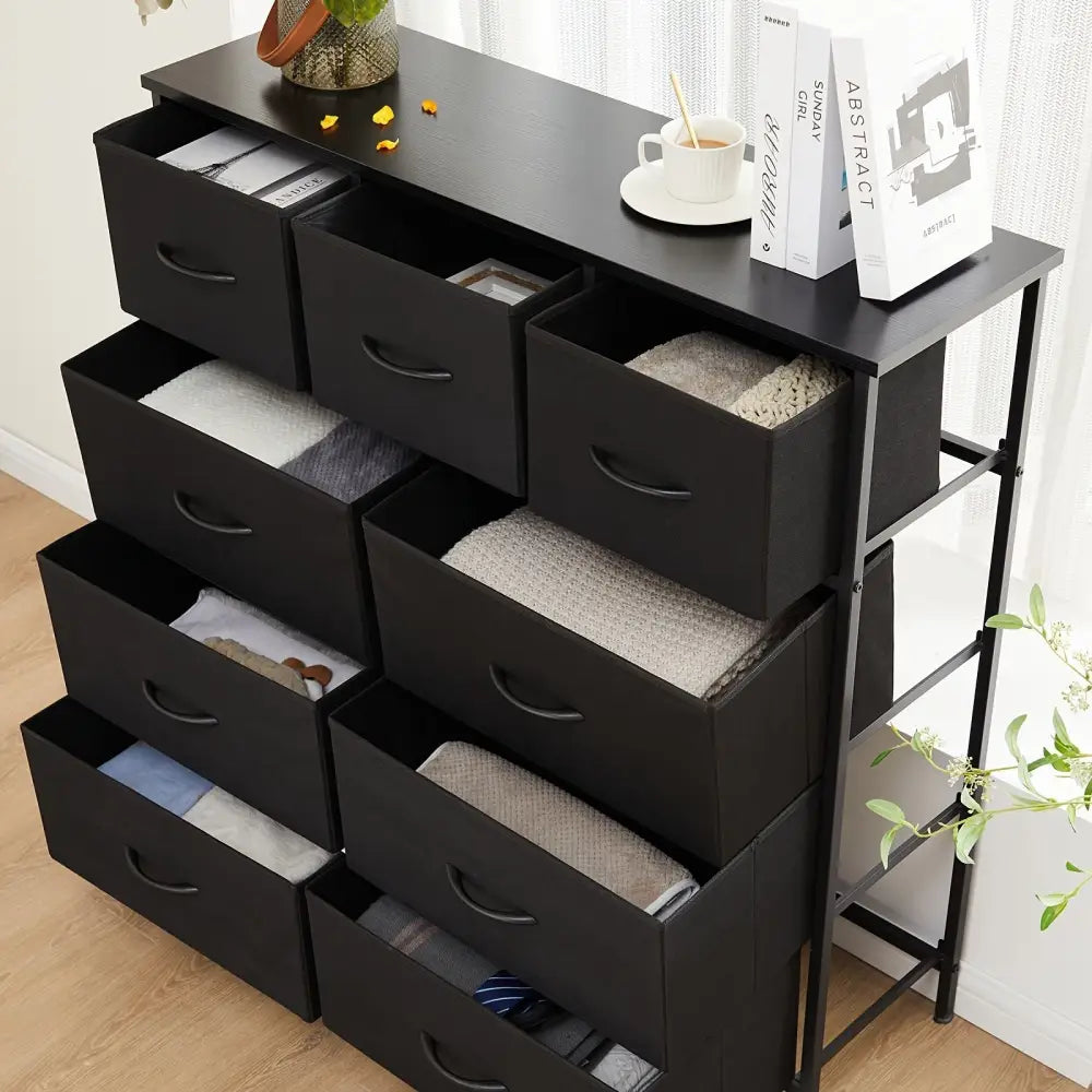 Black dresser with fabric drawers for full size fabric drawer tall chest storage