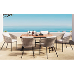 Outdoor dining set with rope chairs and acacia wood tabletop, package size included