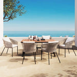 Outdoor dining set with acacia wood tabletop, large package size for 7-piece patio dining set