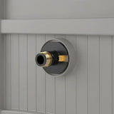 Plumbing fixture with threaded brass fitting on Gray 100 ft standard vinyl hose reel with durable resin construction